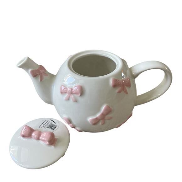 Lang Design Hand Painted Pink Bow Ceramic Teapot New - Picture 16 of 16
